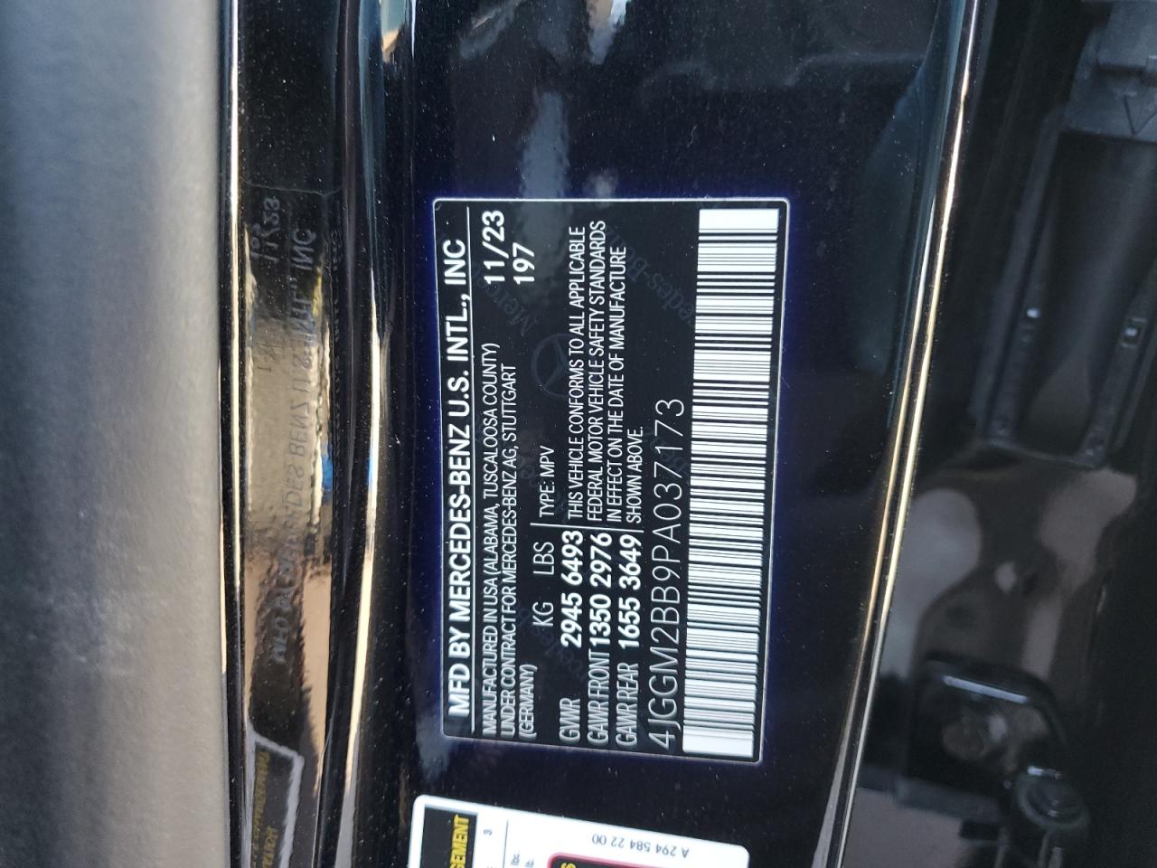 2023 Mercedes-Benz Eqe Suv 350+ VIN: 4JGGM2BB9PA037173 Lot: 64048315