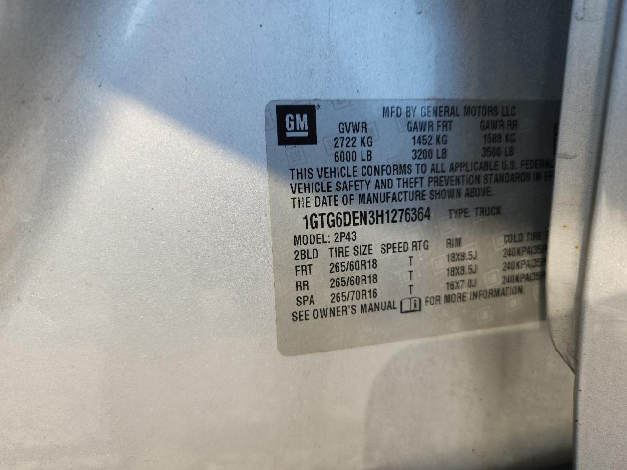 1gtg6den3h1276364 1GTG6DEN3H1276364 2017 GMC Canyon Slt