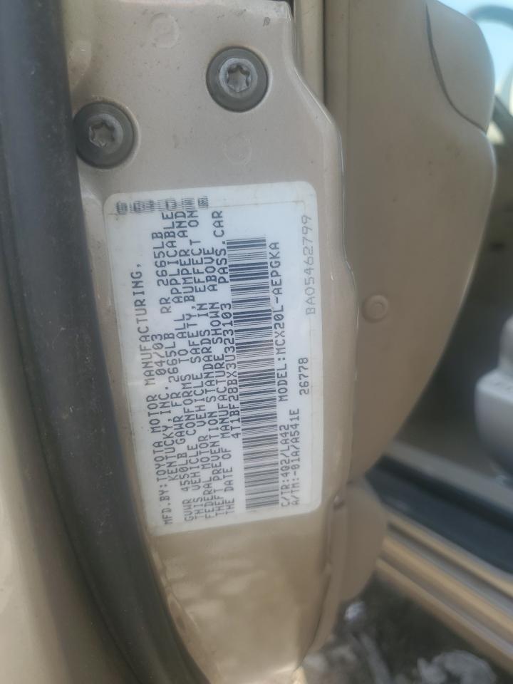 2003 Toyota Avalon Xl VIN: 4T1BF28BX3U323103 Lot: 64241605
