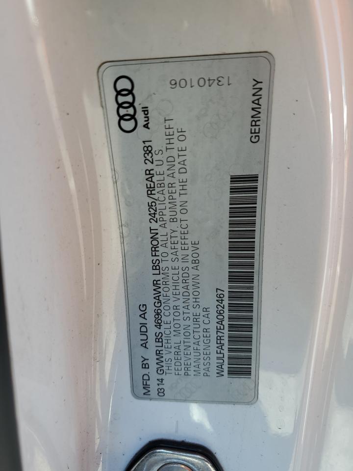 2014 Audi A5 Premium Plus VIN: WAULFAFR7EA062467 Lot: 64421435