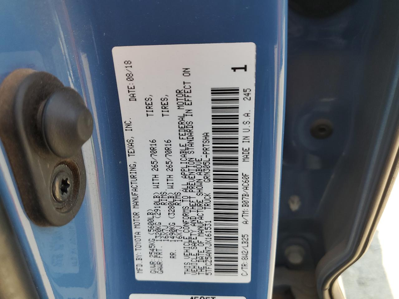 2018 Toyota Tacoma Double Cab VIN: 5TFCZ5AN7JX161531 Lot: 65191205