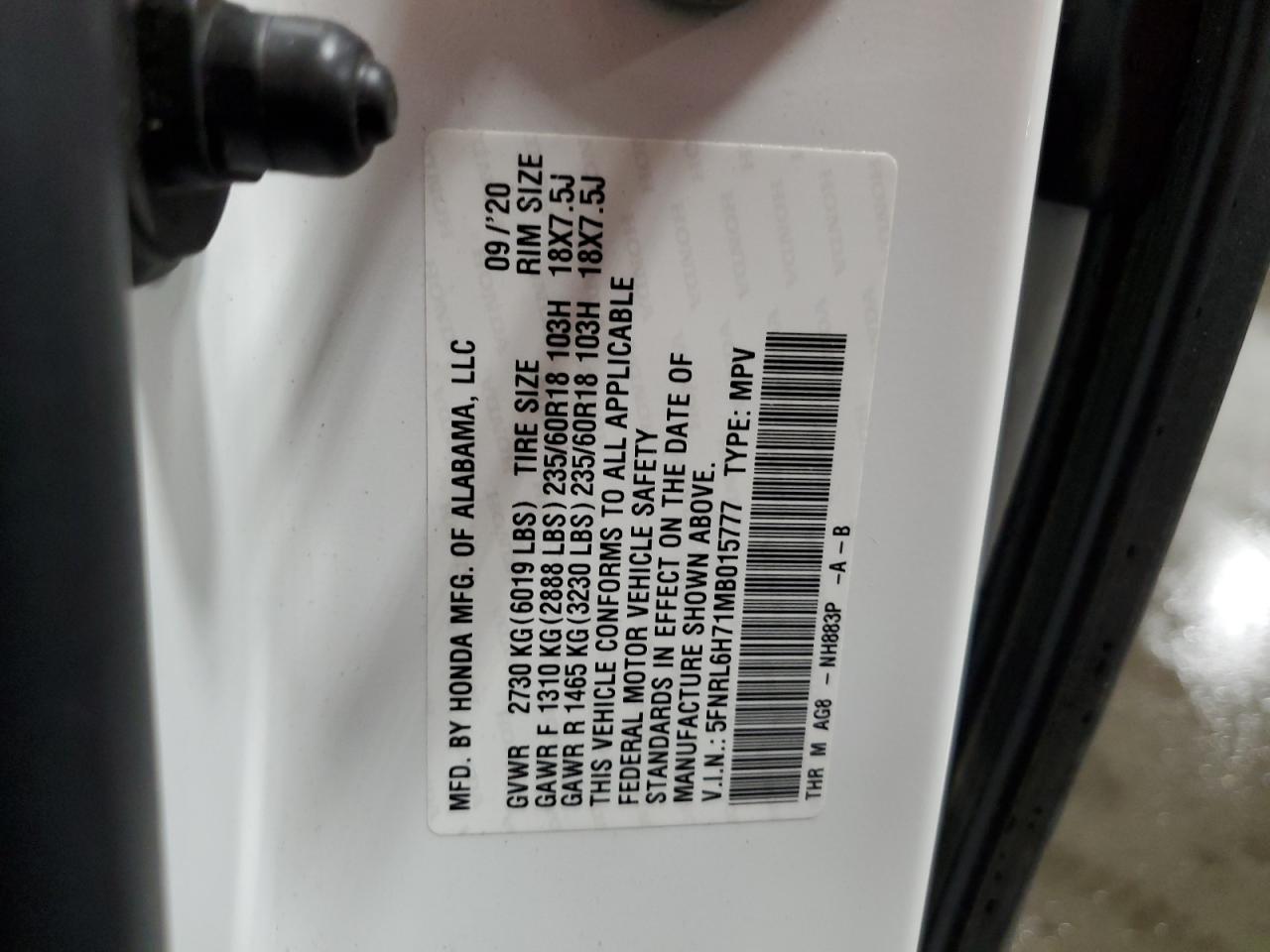 2021 Honda Odyssey Exl VIN: 5FNRL6H71MB015777 Lot: 64679945