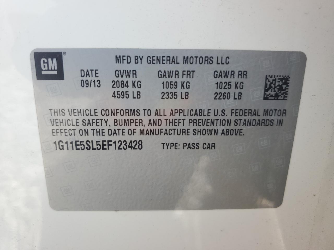 2014 Chevrolet Malibu 2Lt VIN: 1G11E5SL5EF123428 Lot: 64103675