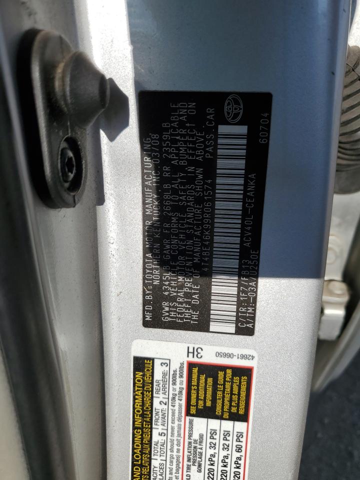 2009 Toyota Camry Base VIN: 4T4BE46K99R061574 Lot: 62543785