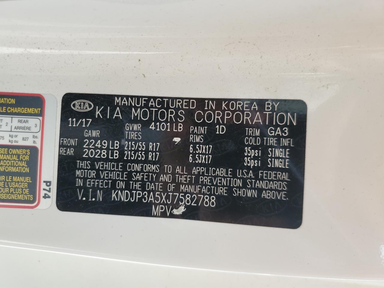 2018 Kia Soul + VIN: KNDJP3A5XJ7582788 Lot: 64857555