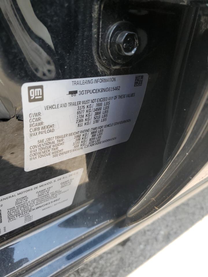 2022 GMC Sierra K1500 Elevation VIN: 3GTPUCEK8NG615462 Lot: 64480395