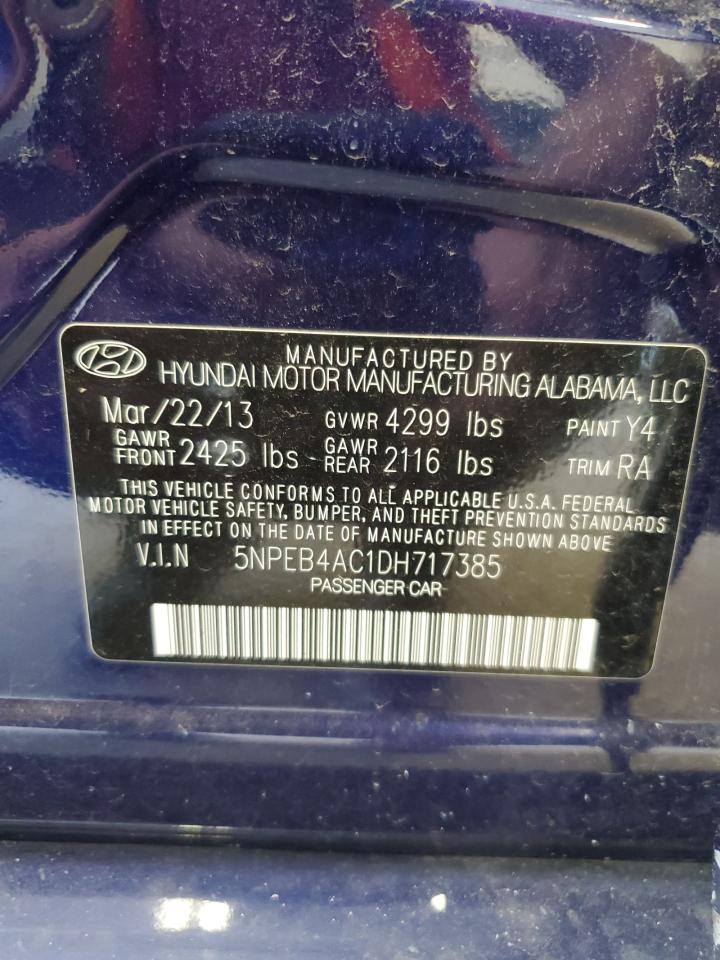 2013 Hyundai Sonata Gls VIN: 5NPEB4AC1DH717385 Lot: 64517535