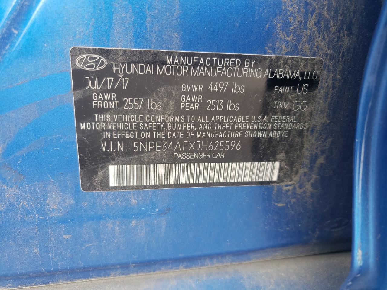 2018 Hyundai Sonata Sport VIN: 5NPE34AFXJH625596 Lot: 63924785