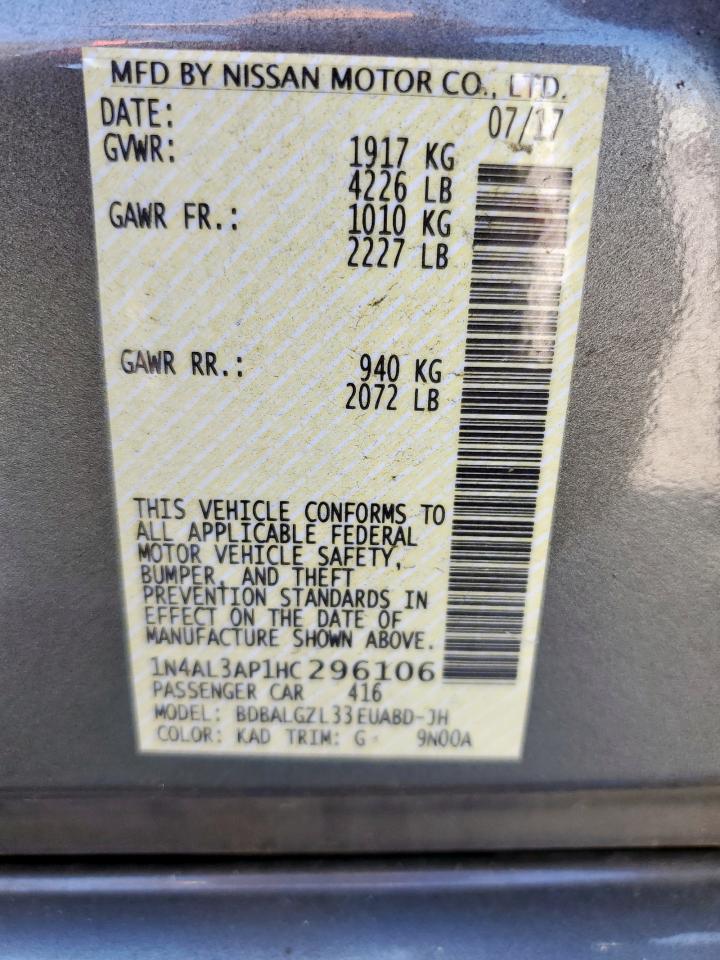 1n4al3ap1hc296106 1N4AL3AP1HC296106 2017 Nissan Altima 2.5