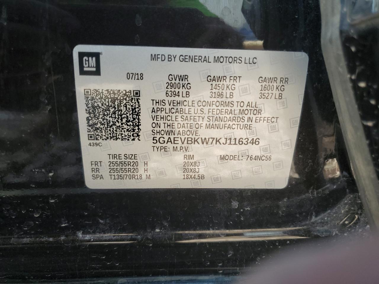 2019 Buick Enclave Premium VIN: 5GAEVBKW7KJ116346 Lot: 64273085