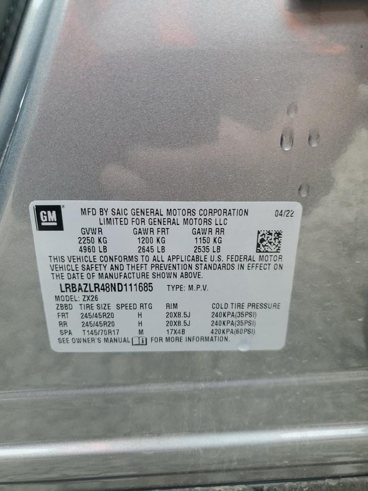 2022 Buick Envision Preferred VIN: LRBAZLR48ND111685 Lot: 66724075