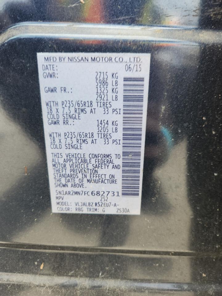 2015 Nissan Pathfinder S VIN: 5N1AR2MN7FC682731 Lot: 64894945