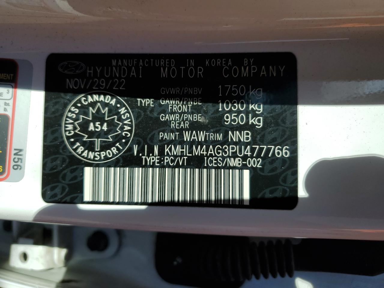 2023 Hyundai Elantra Sel VIN: KMHLM4AG3PU477766 Lot: 64011885