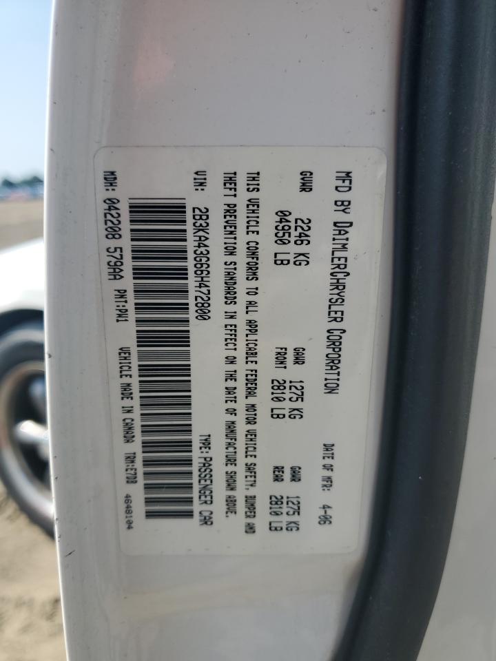 2006 Dodge Charger Se VIN: 2B3KA43G66H472800 Lot: 63944575