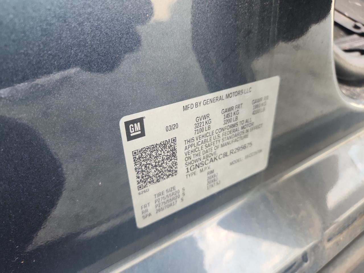 2020 Chevrolet Tahoe C1500 Ls VIN: 1GNSCAKC8LR295675 Lot: 64270045