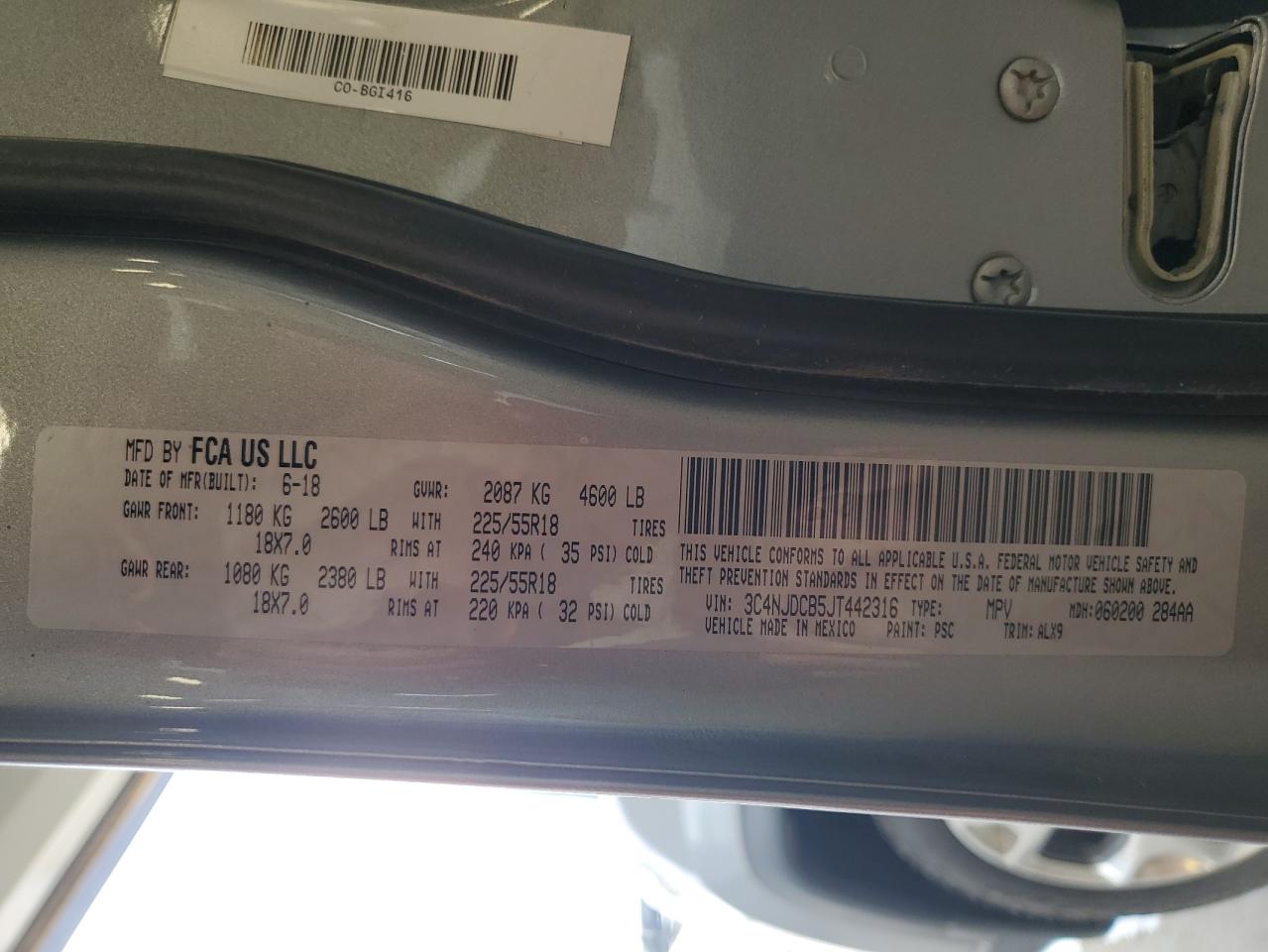 2018 Jeep Compass Limited VIN: 3C4NJDCB5JT442316 Lot: 65286895