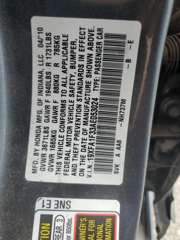 2010 Honda Civic Vp VIN: 19XFA1F33AE053024 Lot: 64445875