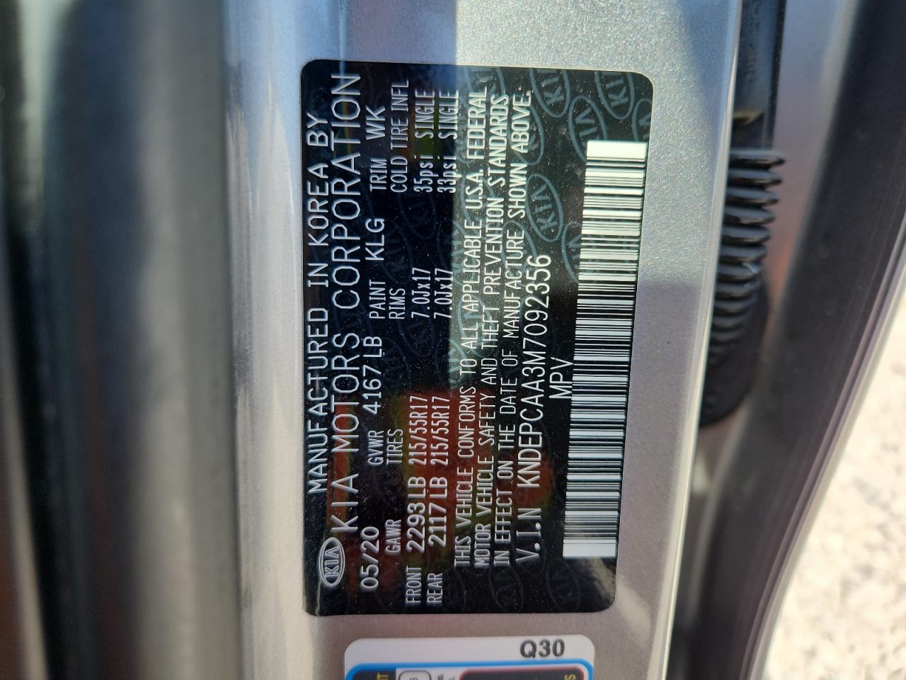 2021 Kia Seltos Lx VIN: KNDEPCAA3M7092356 Lot: 66022455