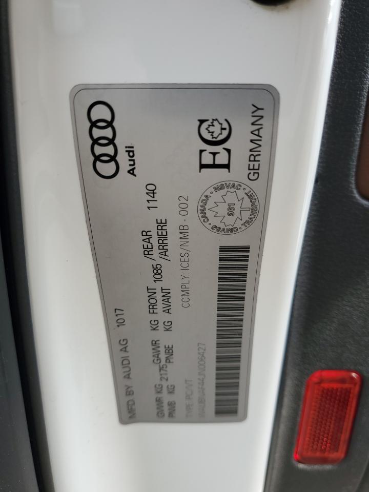 2018 Audi A4 Progressiv VIN: WAUBNAF44JN006427 Lot: 59234695