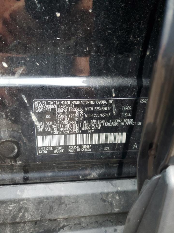 2022 Toyota Rav4 Le VIN: 2T3G1RFV2NC287848 Lot: 64736955