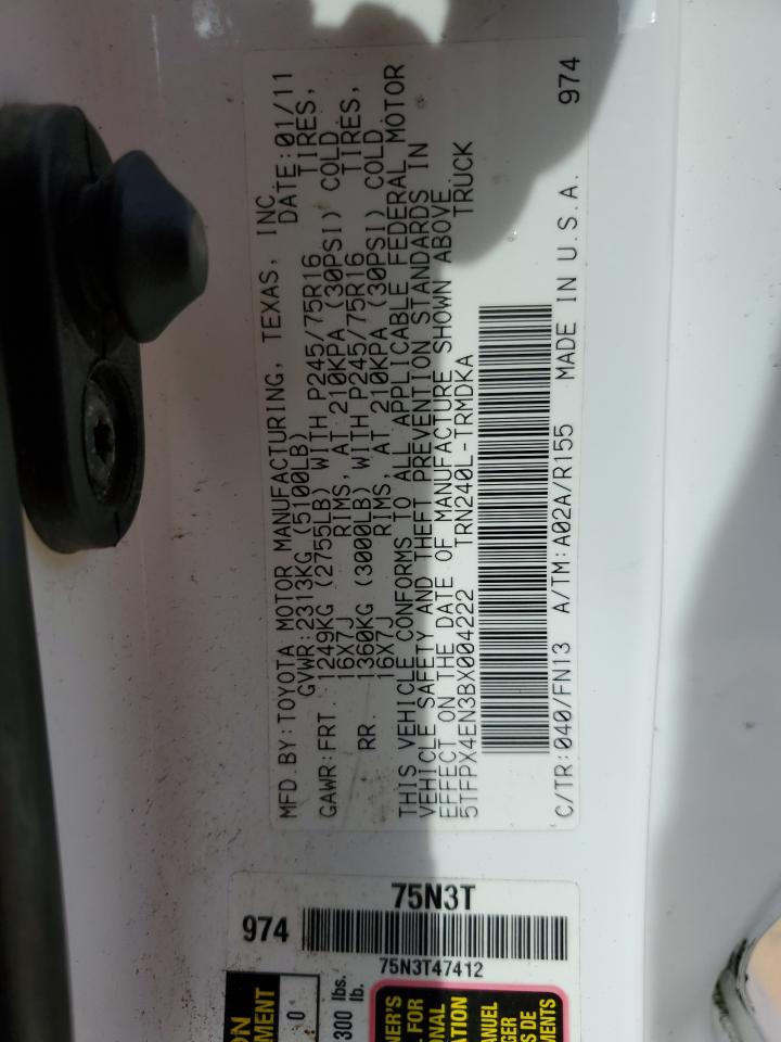 2011 Toyota Tacoma VIN: 5TFPX4EN3BX004222 Lot: 62757805