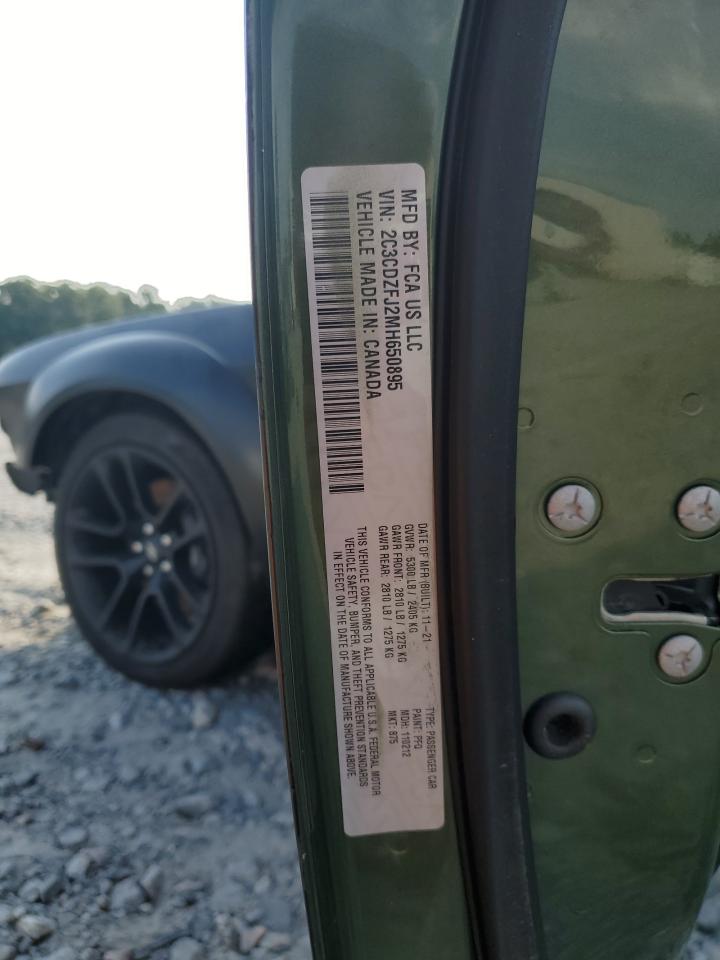 2021 Dodge Challenger R/T Scat Pack VIN: 2C3CDZFJ2MH650895 Lot: 63079655