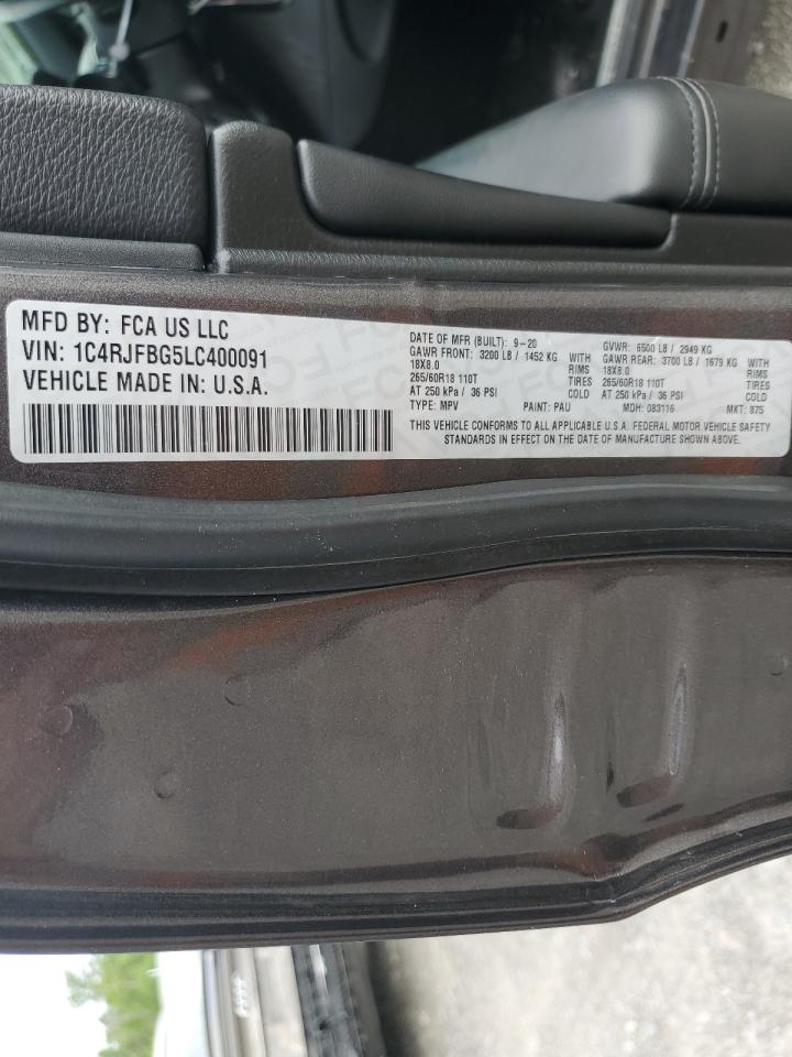 2020 Jeep Grand Cherokee Limited VIN: 1C4RJFBG5LC400091 Lot: 64490665