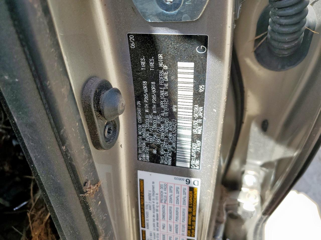 2020 Lexus Gx 460 Premium VIN: JTJAM7BX5L5264217 Lot: 67106035