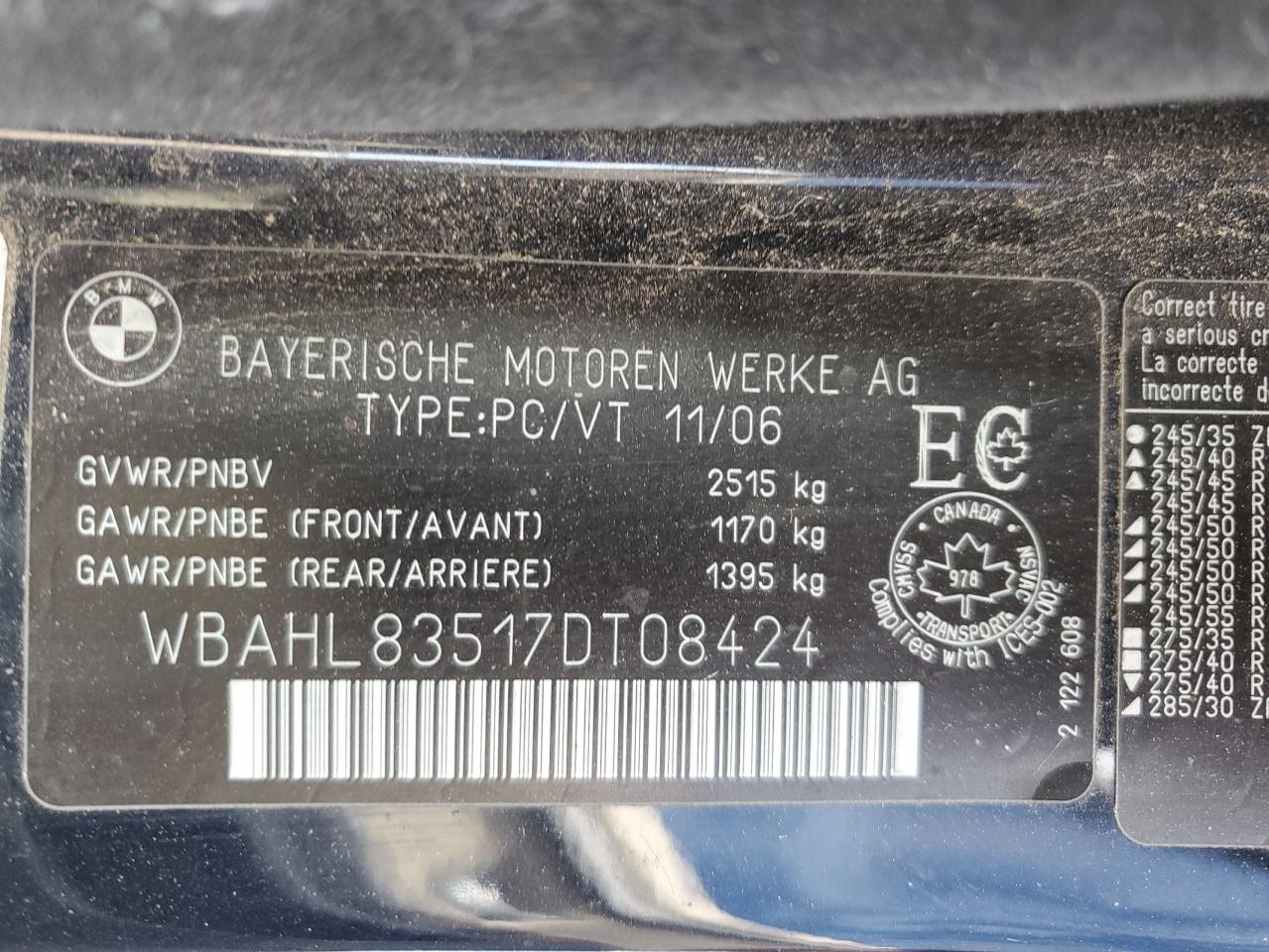 2007 BMW 750 I VIN: WBAHL83517DT08424 Lot: 64487305
