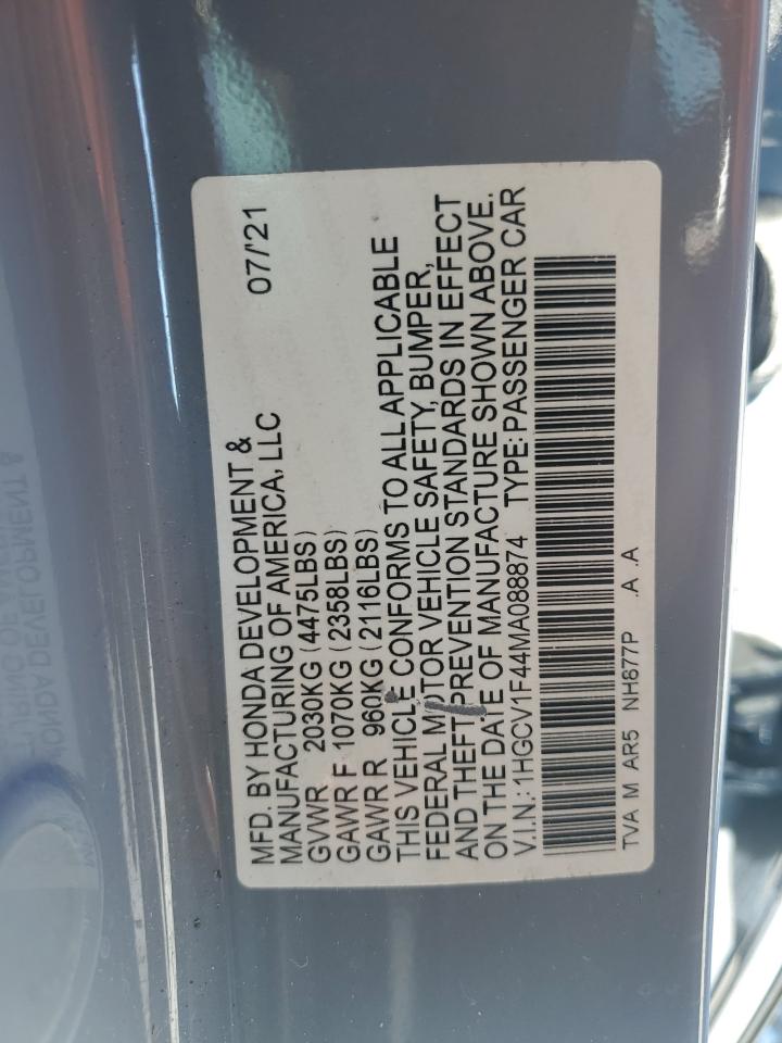 2021 Honda Accord Sport Se VIN: 1HGCV1F44MA088874 Lot: 64955935