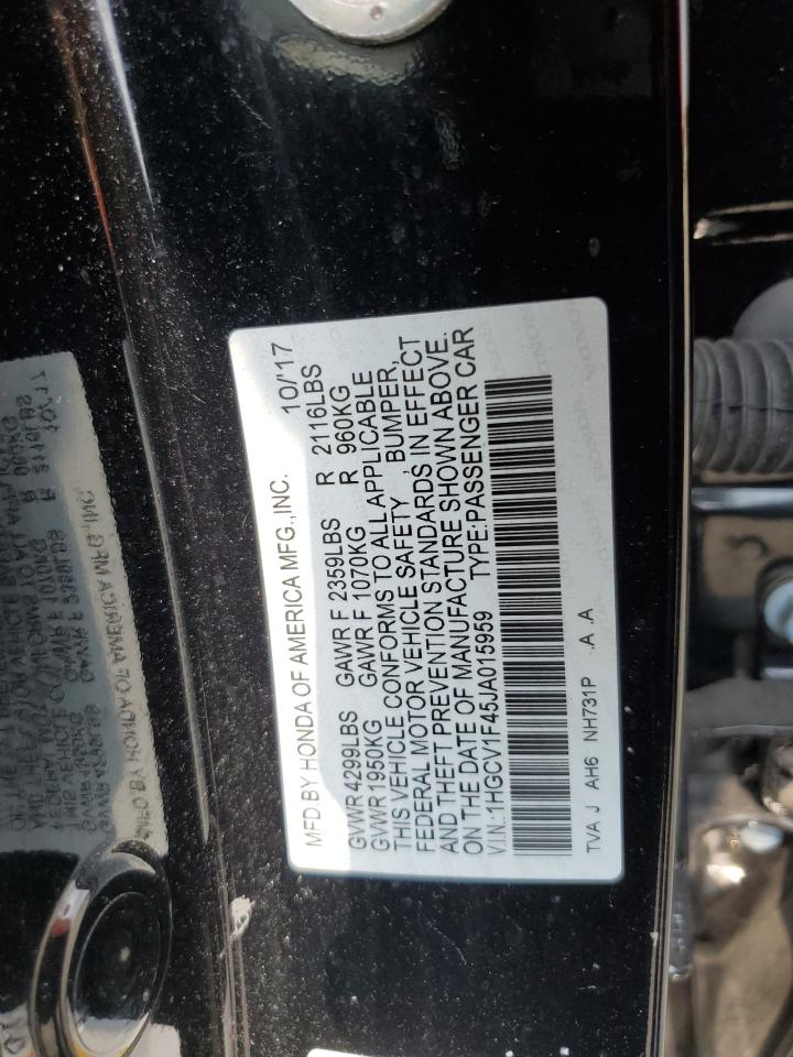 2018 Honda Accord Ex VIN: 1HGCV1F45JA015959 Lot: 66872465