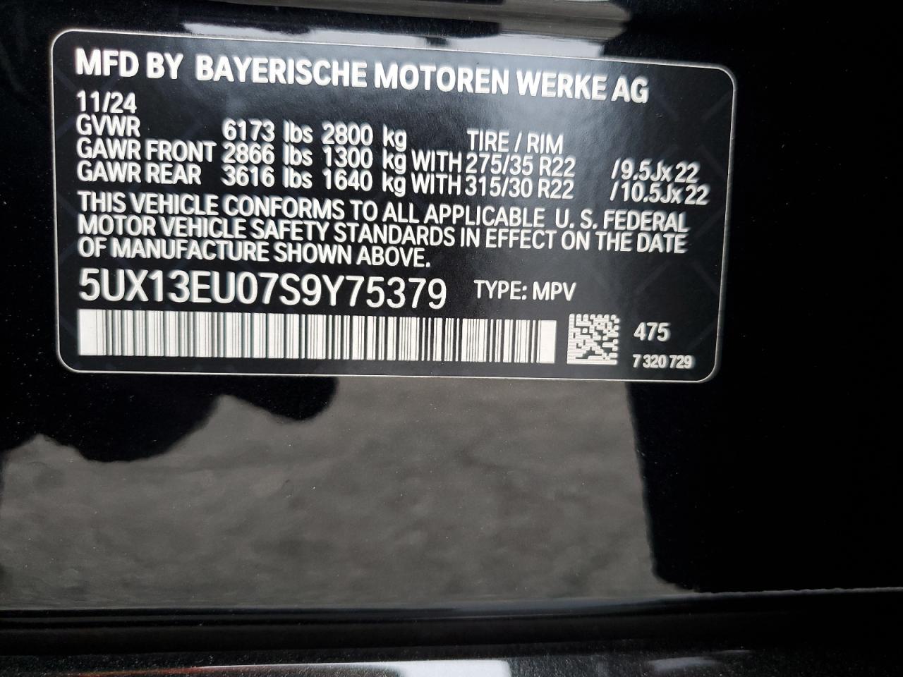 2025 BMW X5 Sdrive 40I VIN: 5UX13EU07S9Y75379 Lot: 64820535