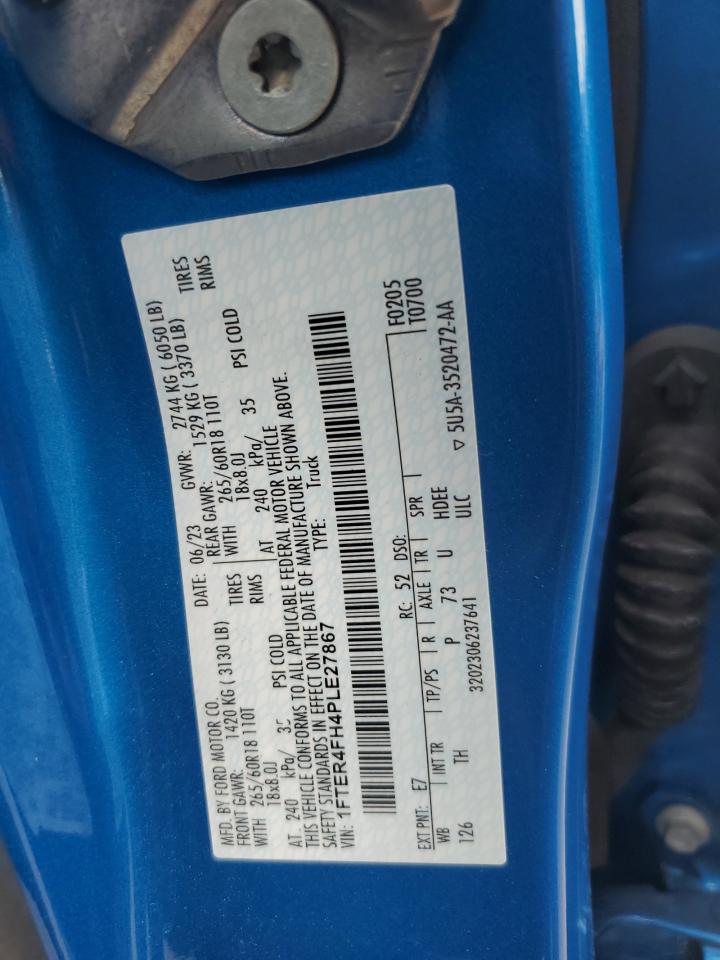 2023 Ford Ranger Xl VIN: 1FTER4FH4PLE27867 Lot: 65450105