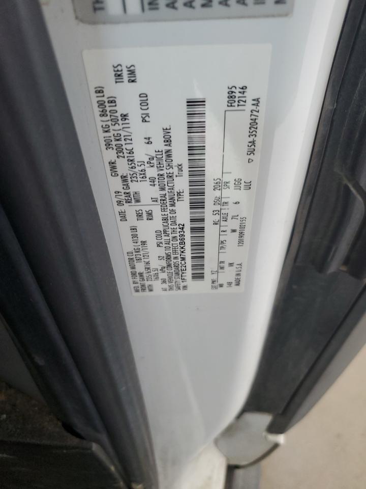 2019 Ford Transit T-150 VIN: 1FTYE2CM7KKB69342 Lot: 71089895