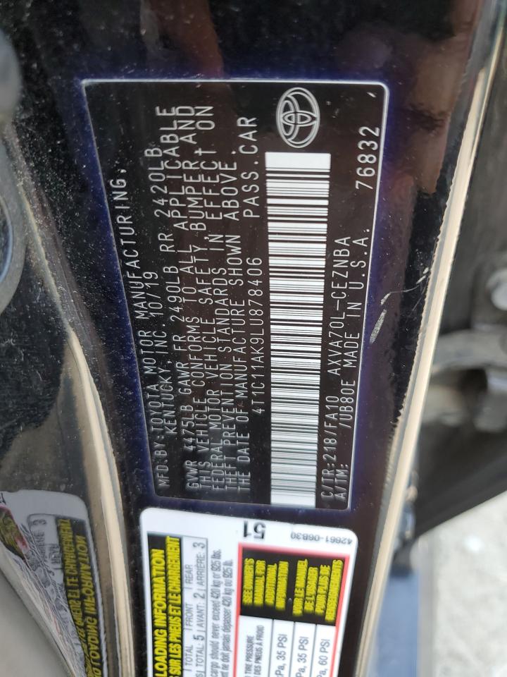 2020 Toyota Camry Le VIN: 4T1C11AK9LU878406 Lot: 64238045