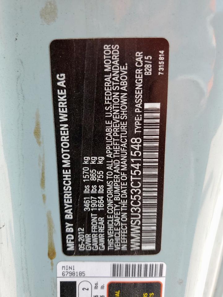 WMWSU3C53CT541548 2012 Mini Cooper