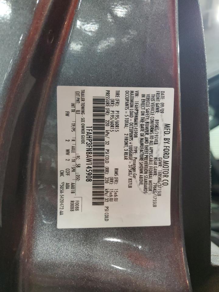 2010 Ford Focus Se VIN: 1FAHP3FN8AW145908 Lot: 64856545