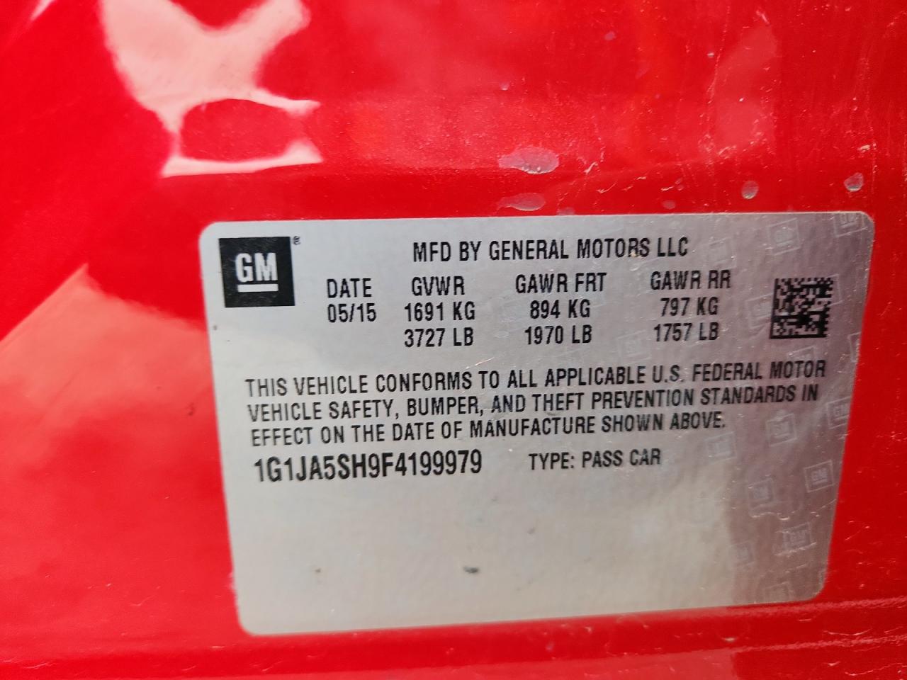 2015 Chevrolet Sonic Ls VIN: 1G1JA5SH9F4199979 Lot: 64676475