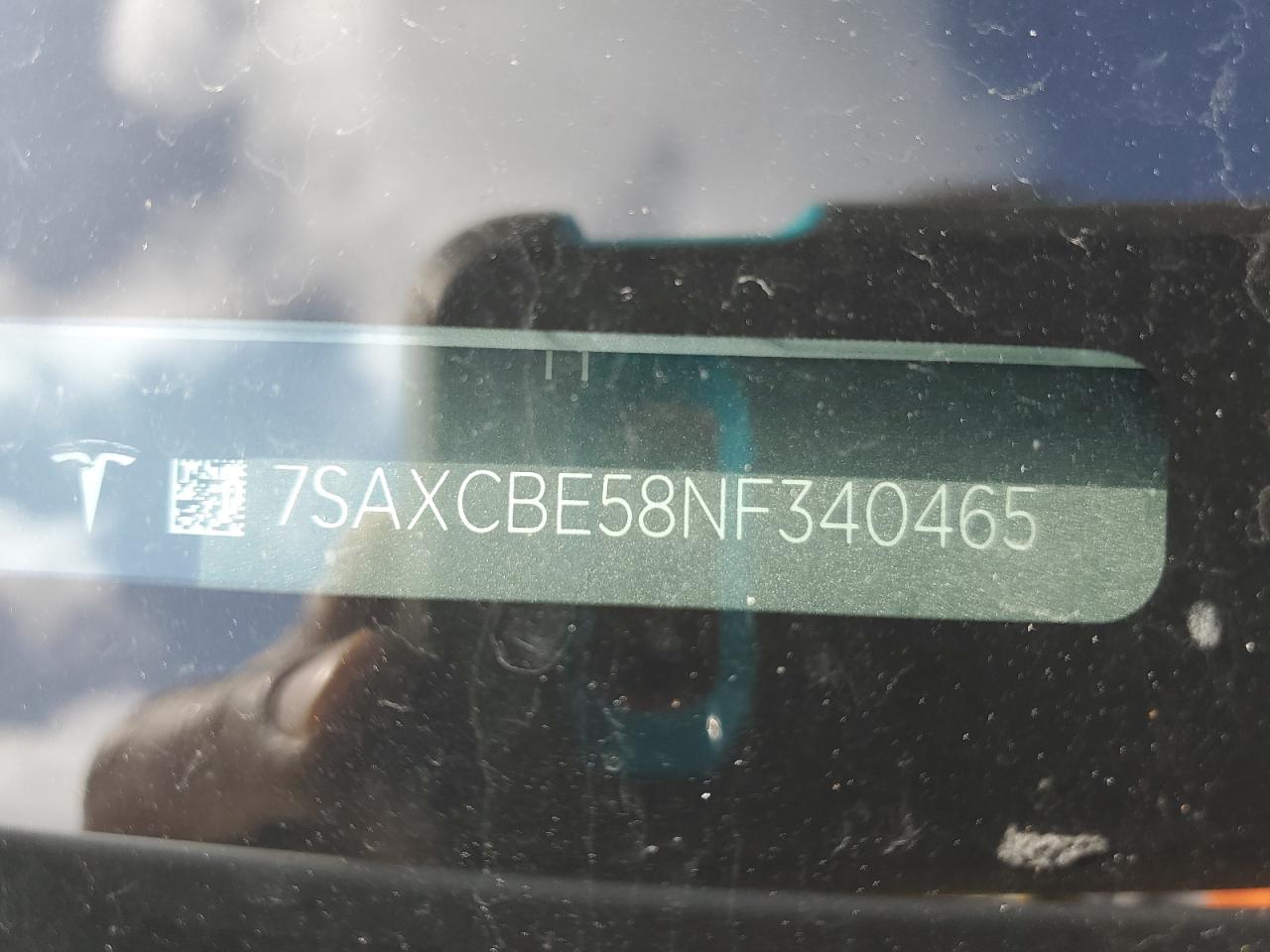 2022 Tesla Model X VIN: 7SAXCBE58NF340465 Lot: 62989015