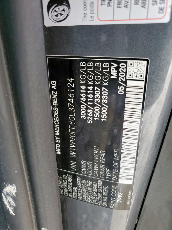 2020 Mercedes-Benz Metris VIN: W1WV0FEY0L3746124 Lot: 63705325