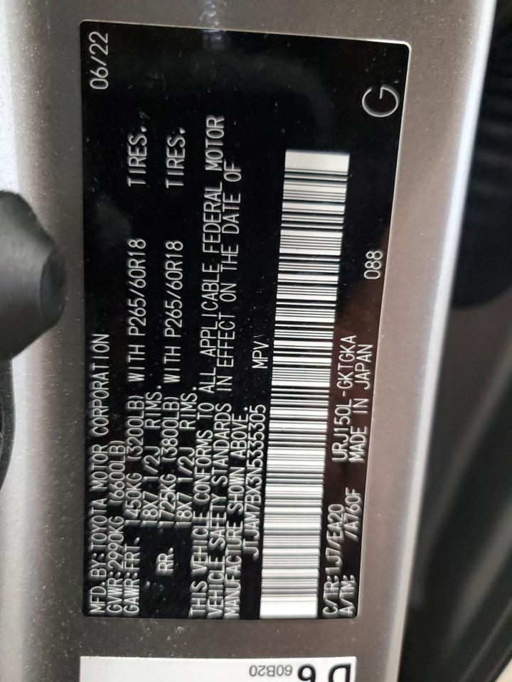 2022 Lexus Gx 460 VIN: JTJAM7BX3N5335305 Lot: 63016035