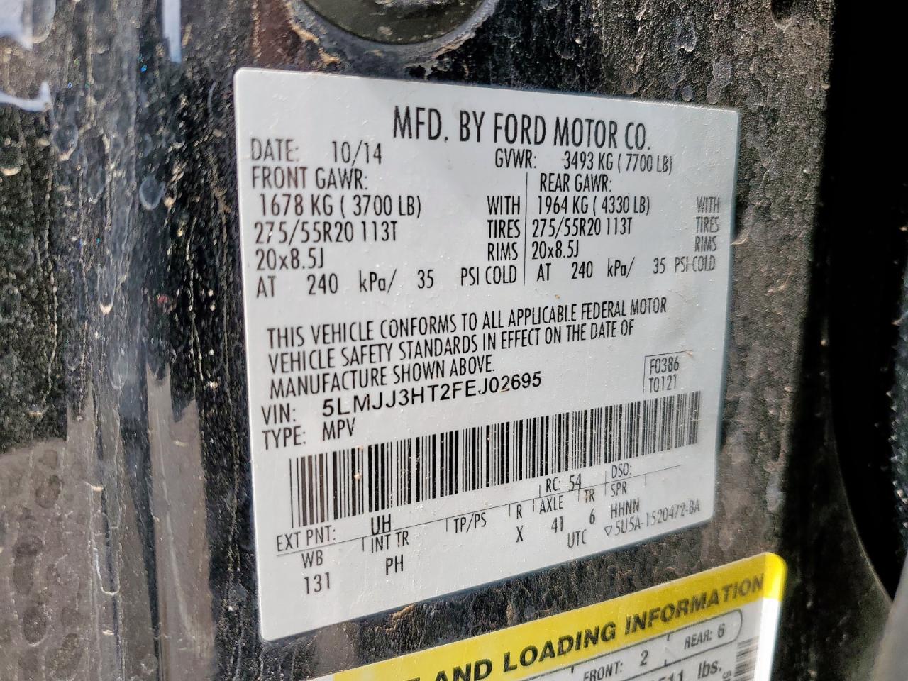 2015 Lincoln Navigator L VIN: 5LMJJ3HT2FEJ02695 Lot: 93620915