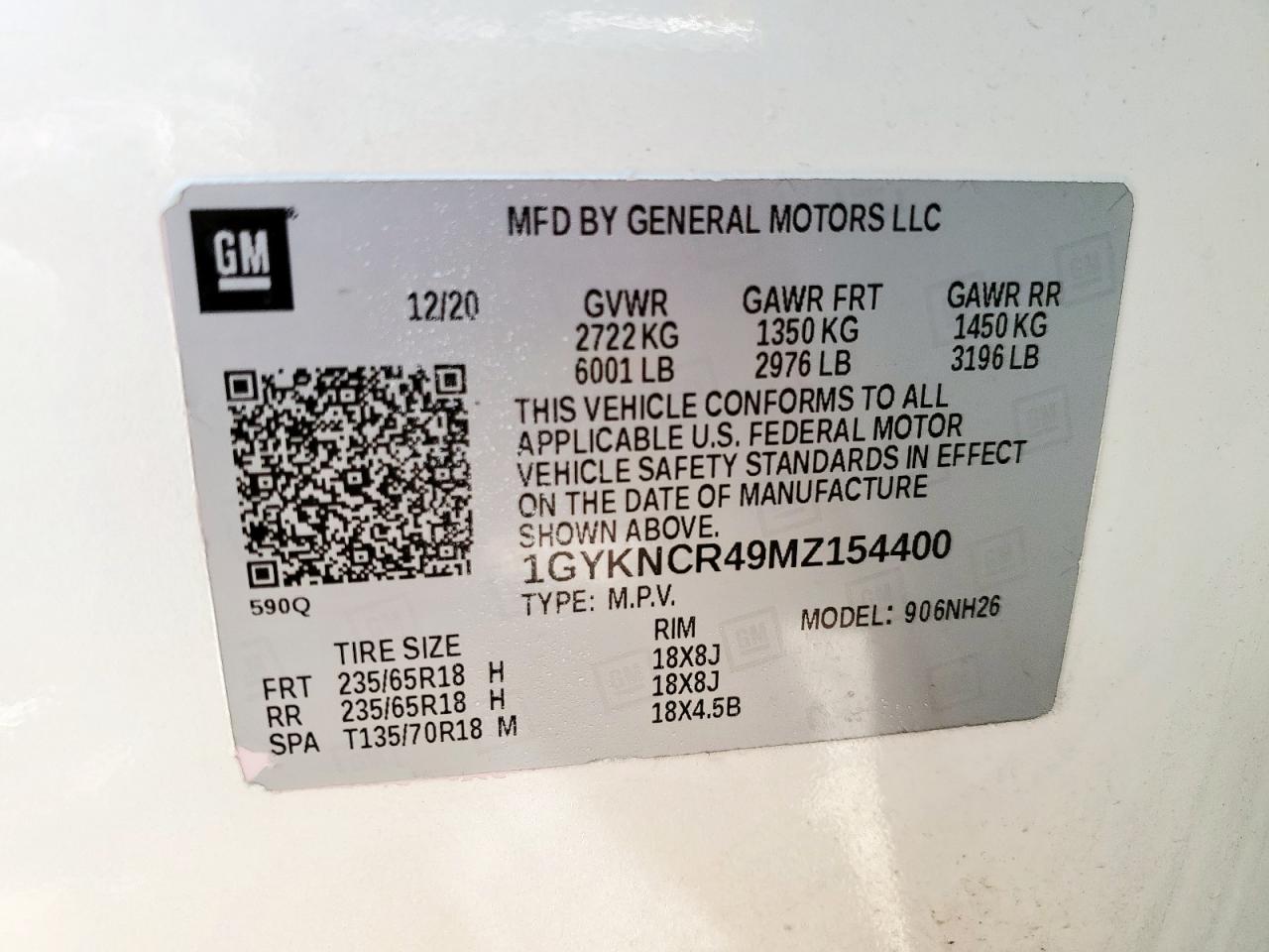 1gykncr49mz154400 1GYKNCR49MZ154400 2021 Cadillac Xt5 Premium Luxury