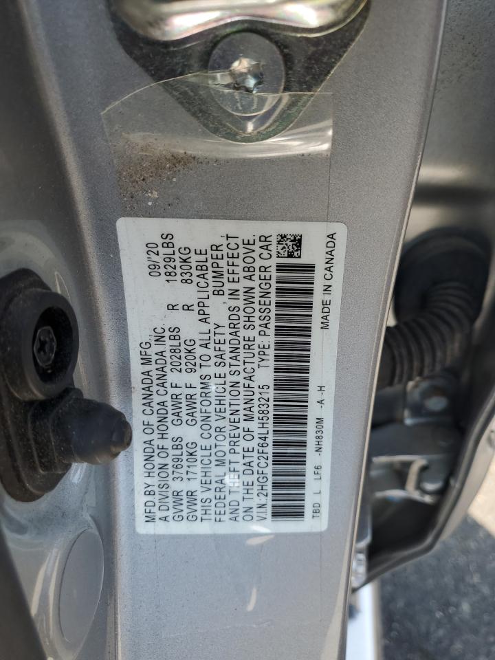 2020 Honda Civic Lx VIN: 2HGFC2F64LH583215 Lot: 66302285