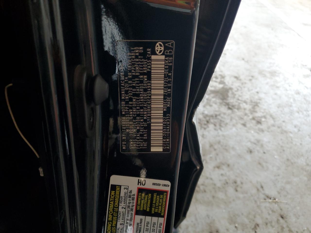 2014 Toyota Corolla L VIN: 5YFBURHE6EP094982 Lot: 64744465