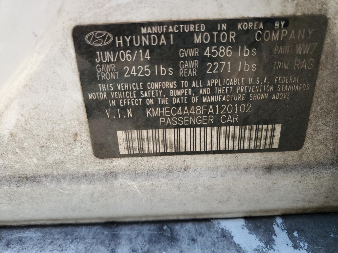 2015 Hyundai Sonata Hybrid VIN: KMHEC4A48FA120102 Lot: 64778525