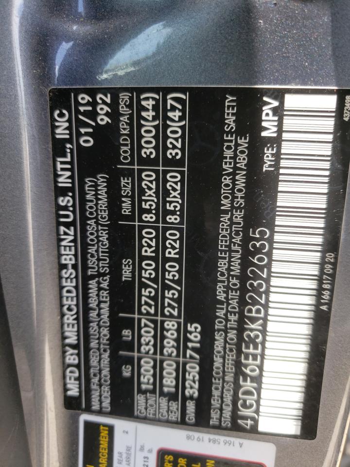 2019 Mercedes-Benz Gls 450 4Matic VIN: 4JGDF6EE3KB232635 Lot: 63830035