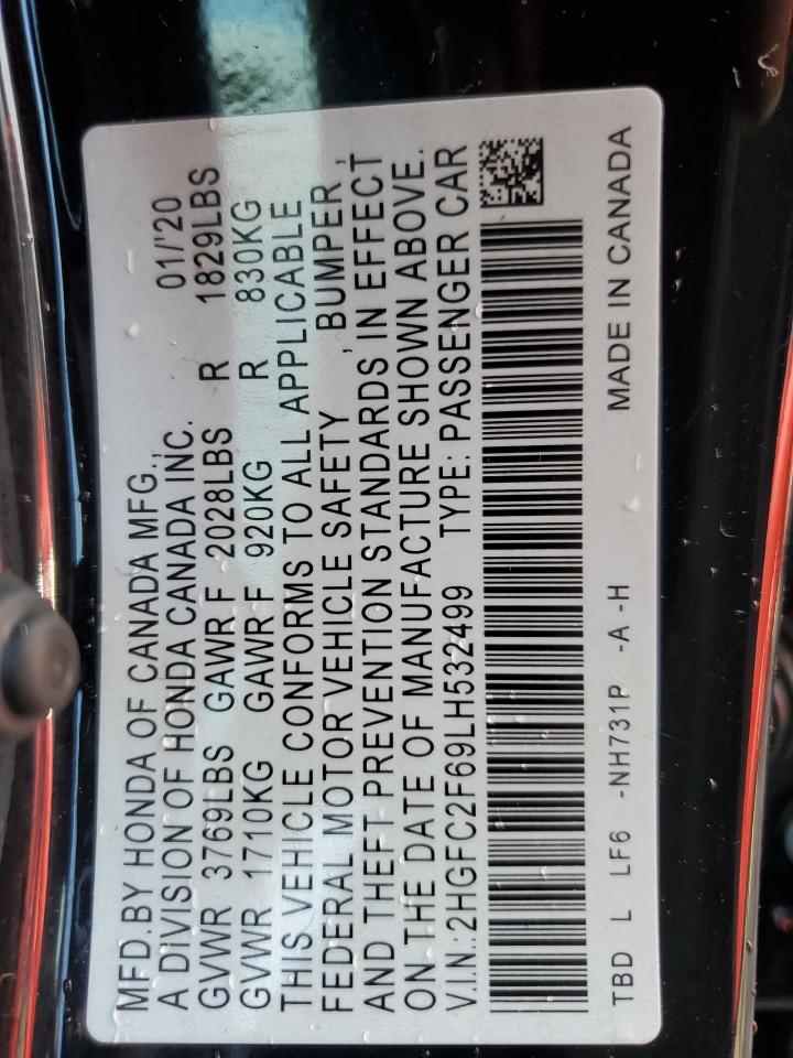 2020 Honda Civic Lx VIN: 2HGFC2F69LH532499 Lot: 65042015