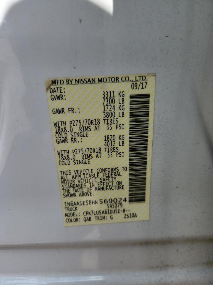 2017 Nissan Titan Sv VIN: 1N6AA1E58HN569024 Lot: 64436495