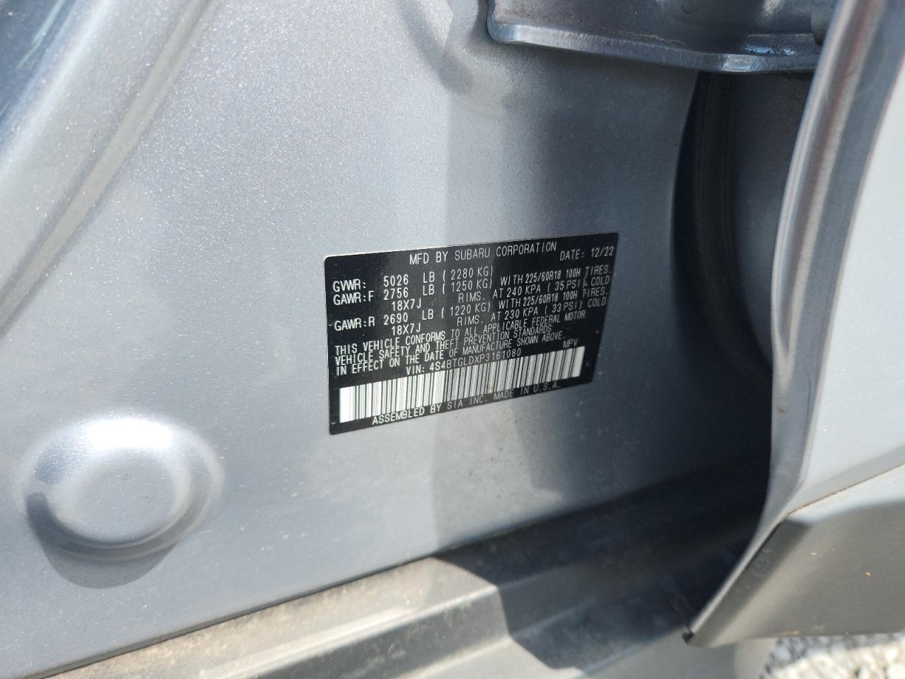 2023 Subaru Outback Onyx Edition Xt VIN: 4S4BTGLDXP3161080 Lot: 62853325